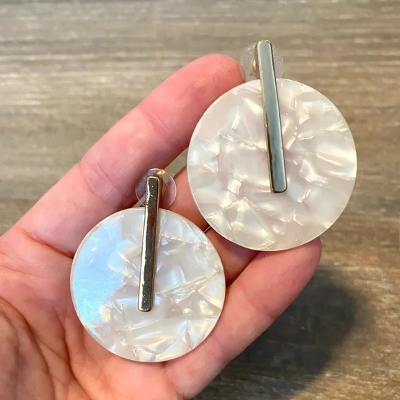 BaubleBar White Abalone Earrings - Picture 1 of 3